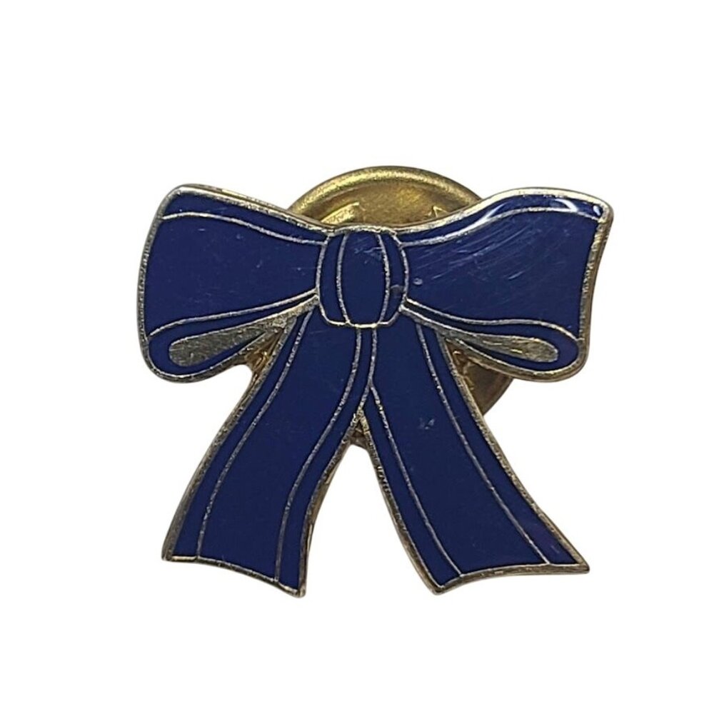 Vintage LAPD Blue Ribbon Bow Awareness Pin Los Angeles Police Dept Enamel Lapel